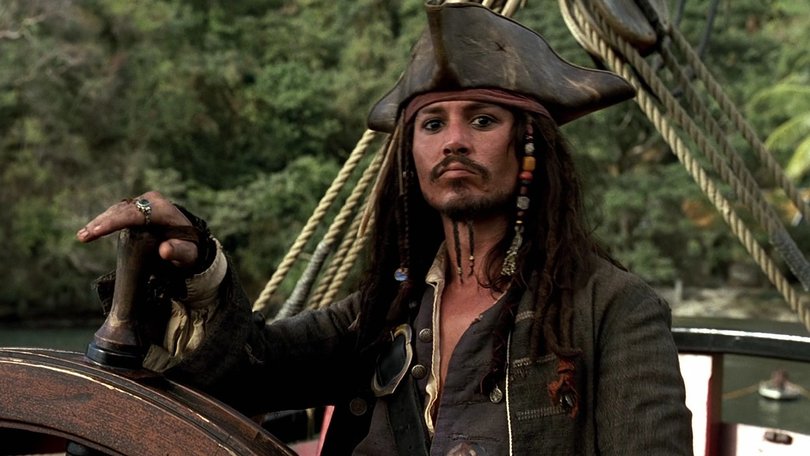Johhny Depp in his famous roles in Pirates Of The Caribbean.