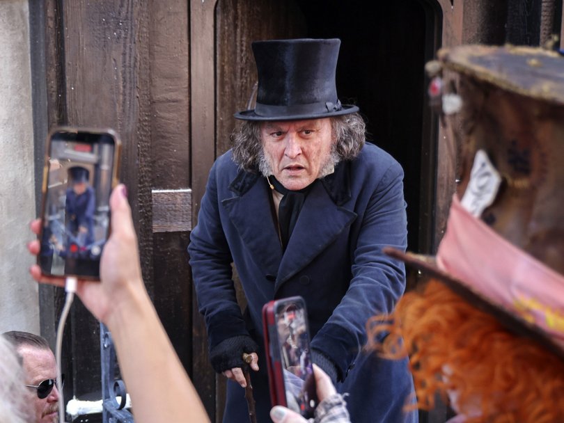 Johnny Depp in character as Ebenezer Scrooge at Comic-Con International in San Diego.