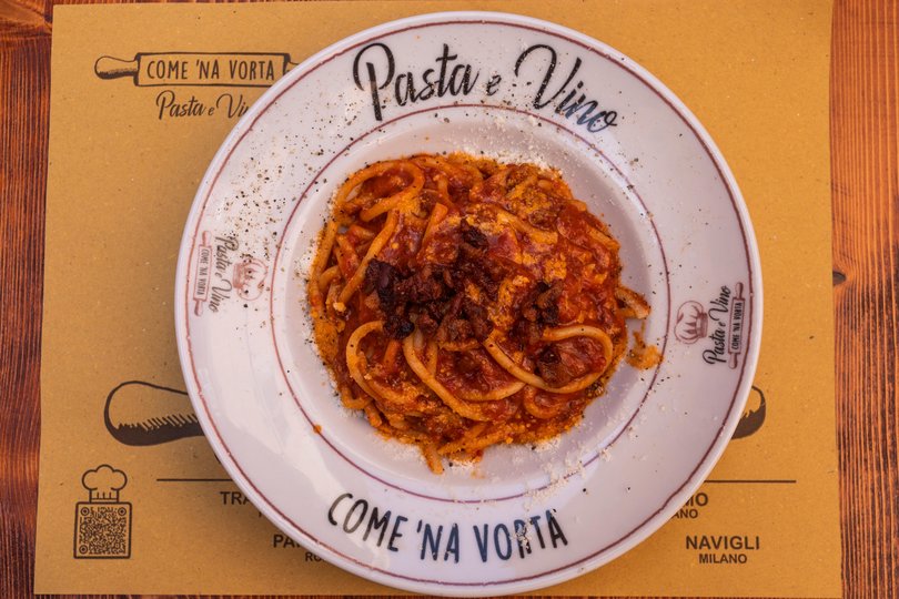 Amatriciana, one of the four traditional Roman pastas. 