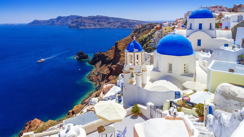 Oia town on Santorini island, Greece