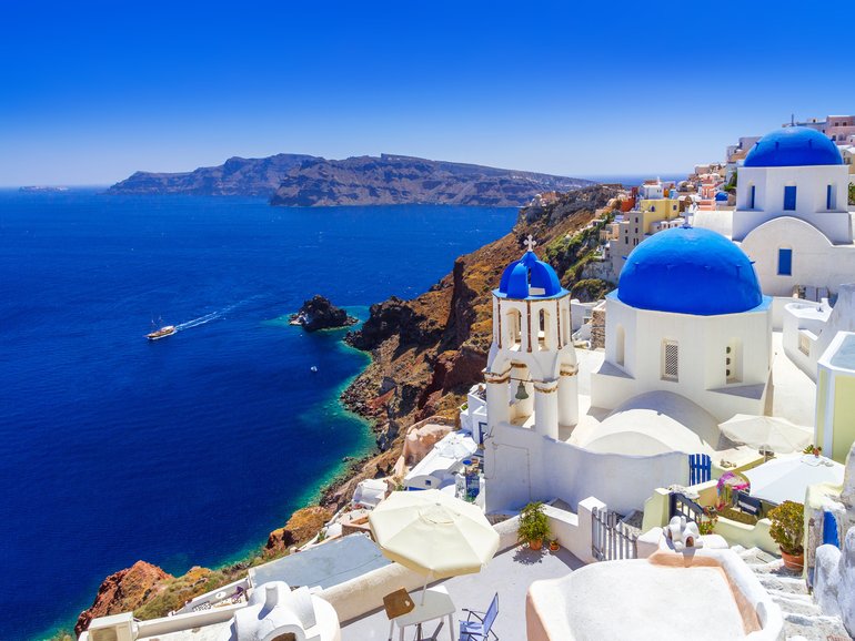 Oia town on Santorini island, Greece