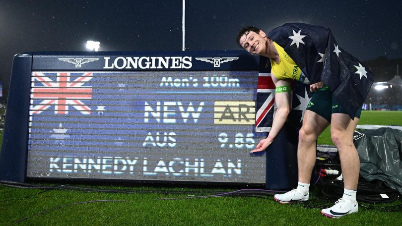 Lachie Kennedy has finished second in the men's 100m final at the Commonwealth Games. (Joel Carrett/AAP PHOTOS)