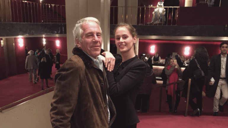 An undated image provided by the Department of Justice shows Jeffrey Epstein and Dr. Karyna Shuliak at the Metropolitan Opera in New York. 