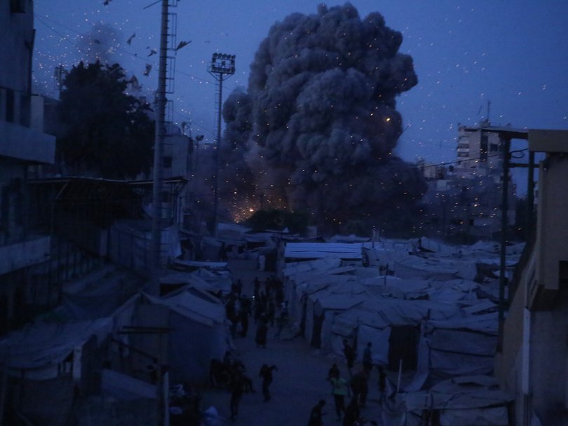 An explosion after an Israeli attack on Gaza City on Tuesday.