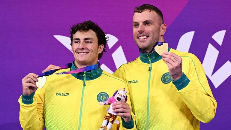Ben Armbruster and Kyle Chalmers shared gold in the 50m butterfly.