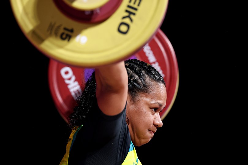 GLASGOW, SCOTLAND - JULY 29: Eileen Cikamatana of Team Australia competes during the Women's 86kg Weightlifting on day six of the Glasgow 2026 Commonwealth Games at SEC Armadillo on July 29, 2026 in Glasgow, Scotland. (Photo by Francois Nel/Getty Images)