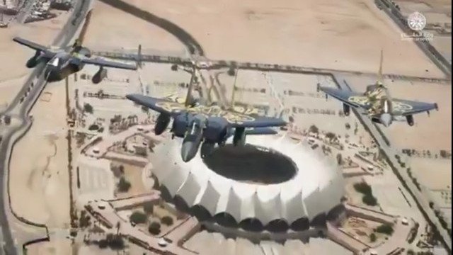 Saudi Arabia's defence ministry has released a video of jet fighters during an announcement of joint US strikes on Iraq.