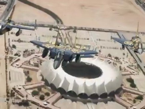 Saudi Arabia's defence ministry has released a video of jet fighters during an announcement of joint US strikes on Iraq.