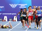 Ollie Hoare hits the deck after being tripped in the one mile run qualifiers. 