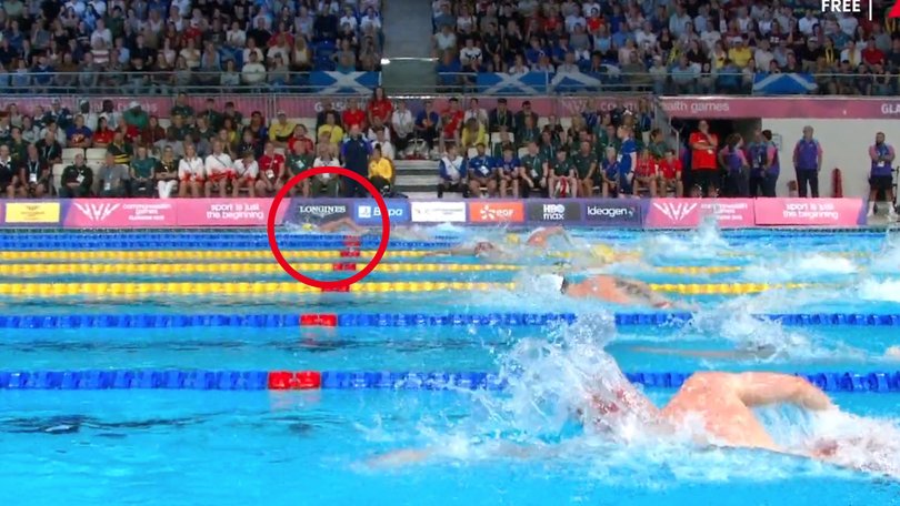 Taylor was out of sight from his rivals, leading from lane 1.
