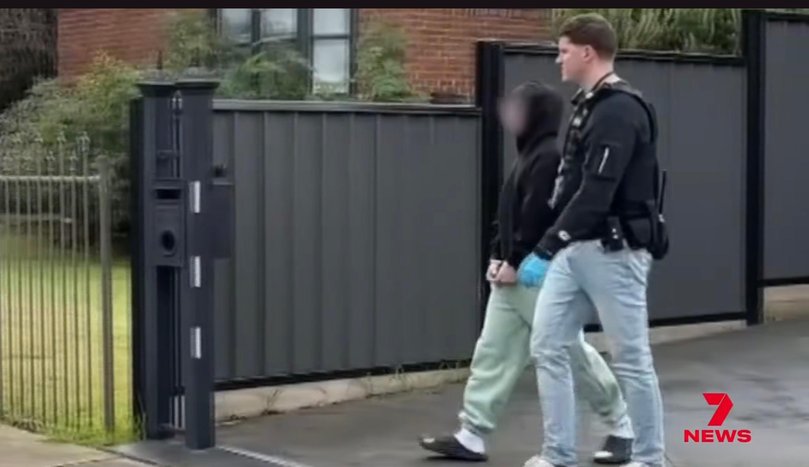 Victoria Police arrest Jesse Hadchiti at his Essendon home on July 14 Picture: Unknown