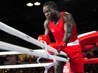 Aziz Abdul of Uganda ahead of the Men's 90+kg Quarter Final bout against Damar Thomas of England.