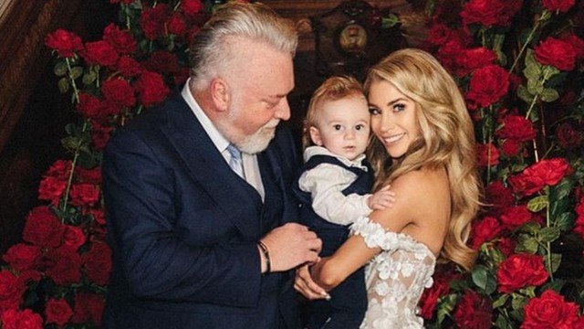 Kyle Sandilands, son Otto, and wife Tegan.