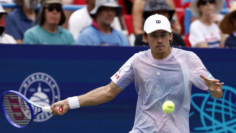 Alex de Minaur kept his eye on the prize when he beat family friend and rising star Cruz Hewitt. (EPA PHOTO)