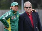  Shane Warne of Australia stands with mentor Terry Jenner during training at Bellerive Oval on November 15, 2005 in Hobart, Australia. 