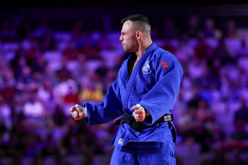 Pedro Carlos Antun Neto of Team Australia celebrates after winning the bronze medal.