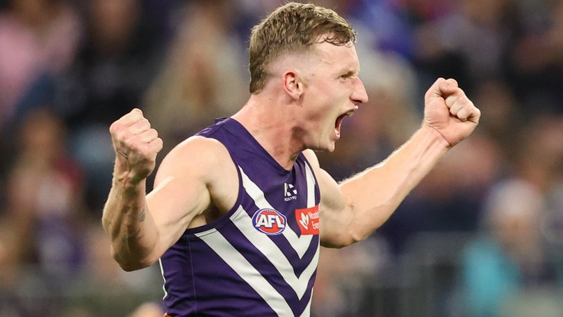 Fremantle’s Josh Treacy is dominating.