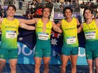 Kennedy, Azzopardi, Law and Browning celebrate their relay gold.
