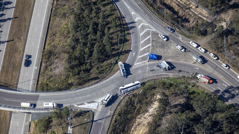 Ten passengers died and 25 were injured after the bus carrying wedding guests crashed in the Hunter Valley., Picture: NewsWire / Christian Gilles