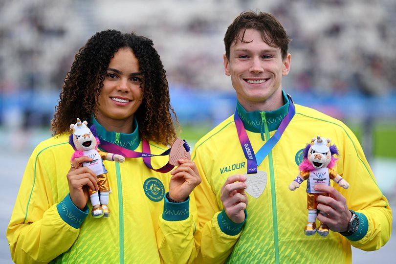 Bronze medalist Torrie Lewis (L) and Silver medalist Lachlan Kennedy.