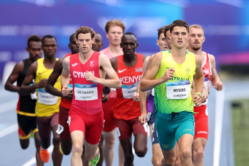 Cameron Myers of Team Australia competes in the Men's One Mile Round 1 during the Athletics on day six.