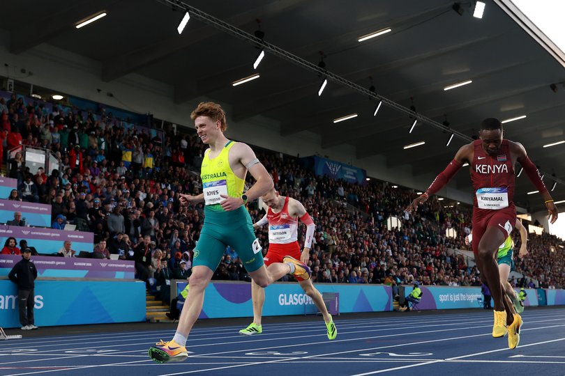 Runner-up Luke Boyes of Team Australia crosses the finish.