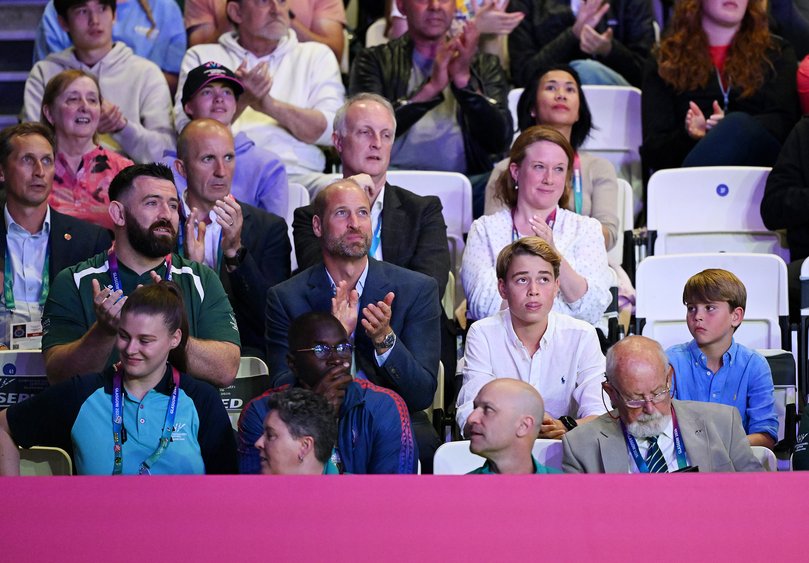 William, Louis and George watching the judo.