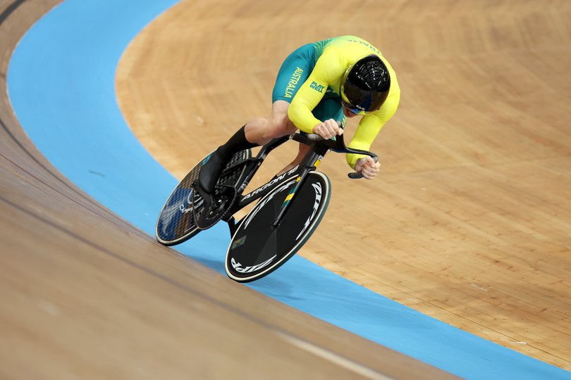 GLASGOW, SCOTLAND - AUGUST 02: Leigh Hoffman of Team Australia competes during the Men's 1000m Time Trial Final in the Track Cycling on day ten of the Glasgow 2026 Commonwealth Games at Sir Chris Hoy Velodrome on August 02, 2026 in Glasgow, Scotland. (Photo by Francois Nel/Getty Images)