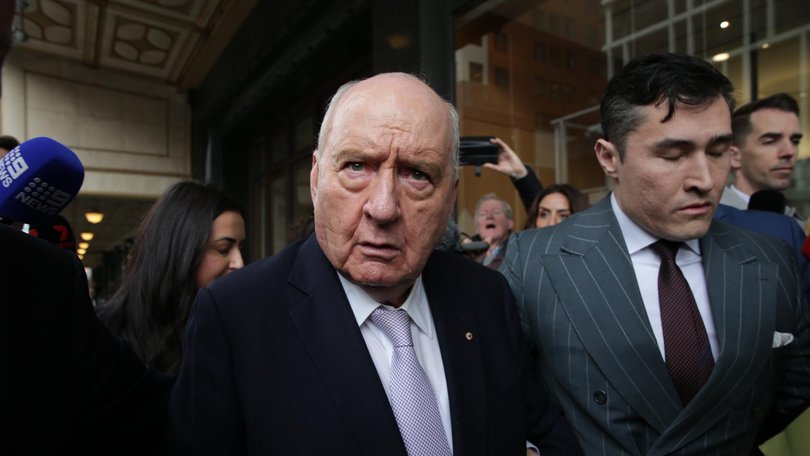 Alan Jones outside the Downing Centre Court on Monday. Picture: Christian Gilles / NewsWire