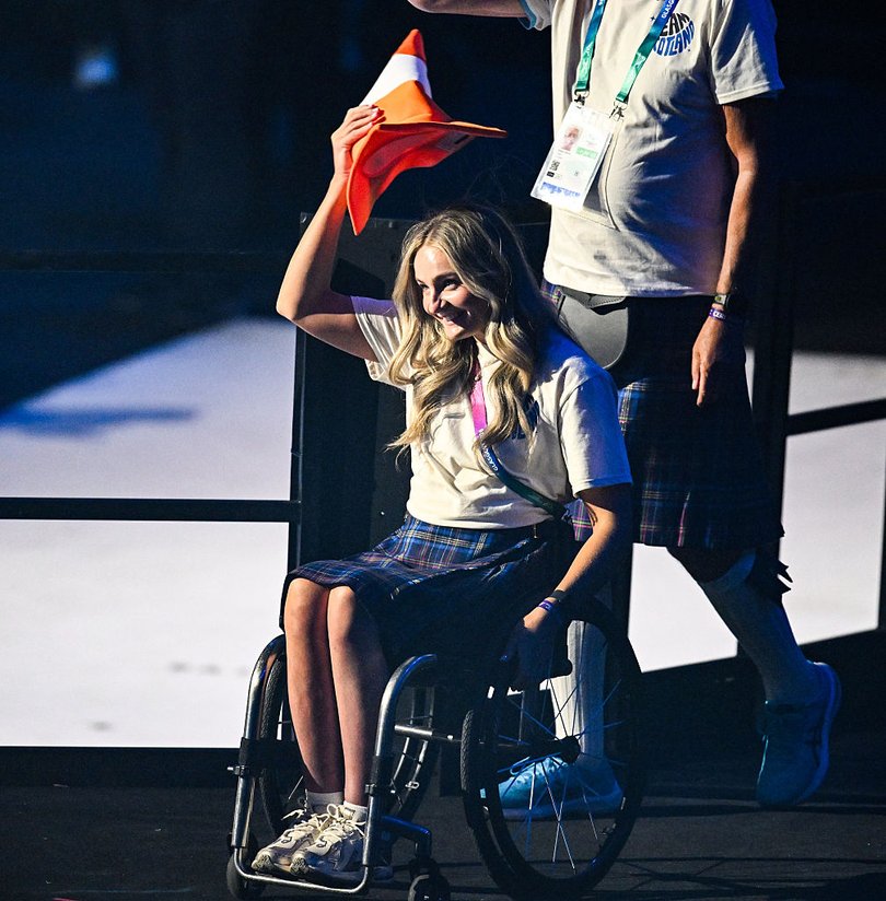 Team Scotland's Melanie Woods after winning the David Dixon Award during the 2026 Commonwealth Games closing ceremony.