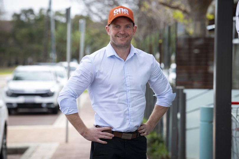 Pictures of One Nation candidate Luke Herdegen in Secret Harbour, Perth.
