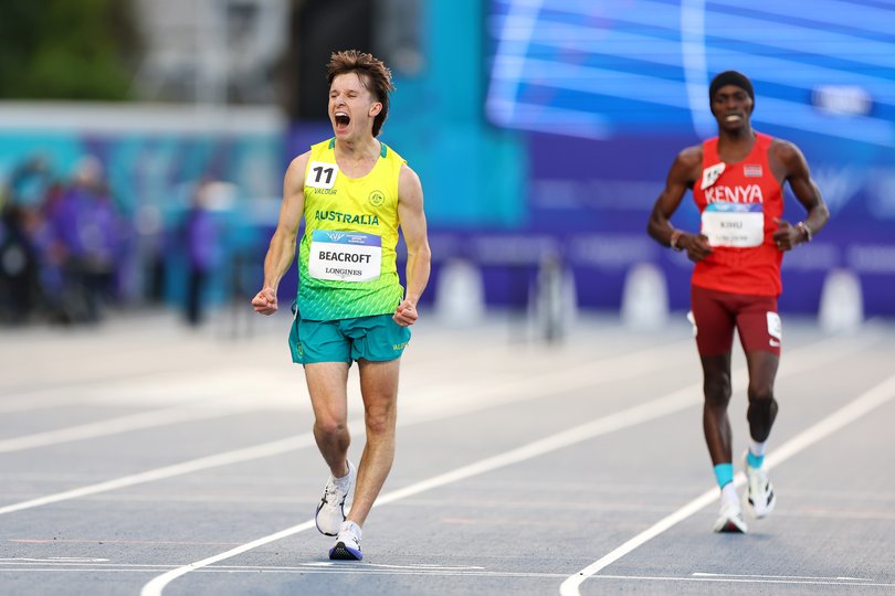 Isaac Beacroft celebrates.