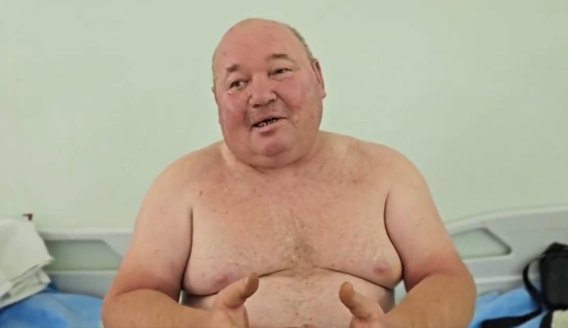Russian drone attack victim Yuri, 52 speaks from hospital following the incident. Picture: Unknown