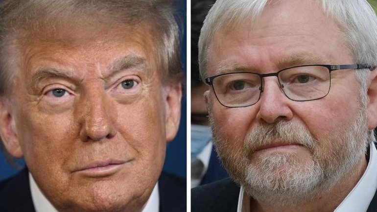 US President Donald Trump publicly lambasted former ambassador Kevin Rudd at the White House. 