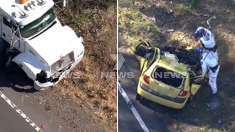 A person has died after swerving onto the wrong side of the road.