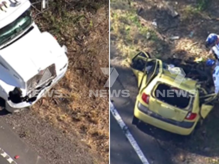 A person has died after swerving onto the wrong side of the road.