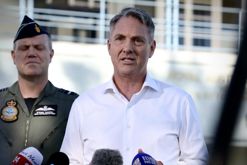 Acting Prime Minister and Minister for Defence, Richard Marles, at a press conference at the Darwin RAAF Base on Thursday.