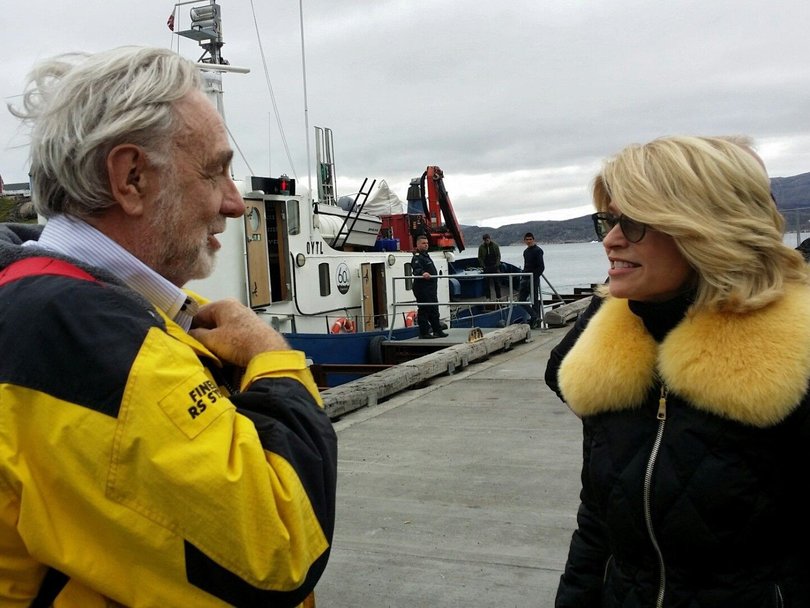 Greg Barnes and US ambassador to Denmark Carla Sands in south Greenland in August last year about a week before Donald Trump offered to buy the Danish territory.
