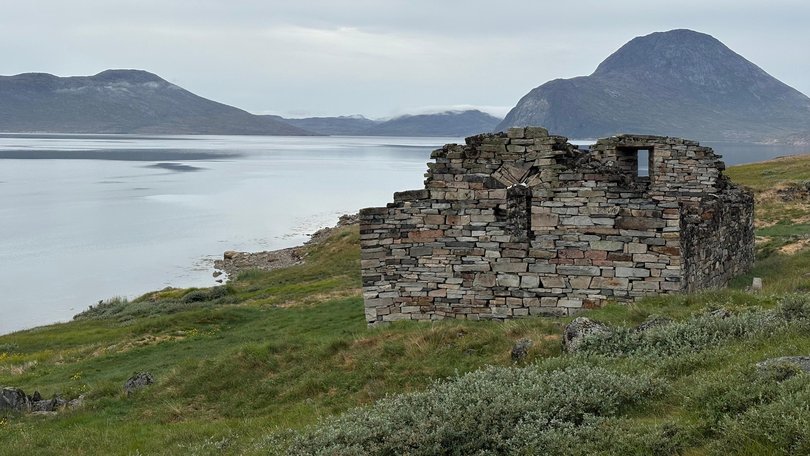 Ruins of a medieval Norse farm at Hvalsey, outside Qaqortoq, Greenland.
