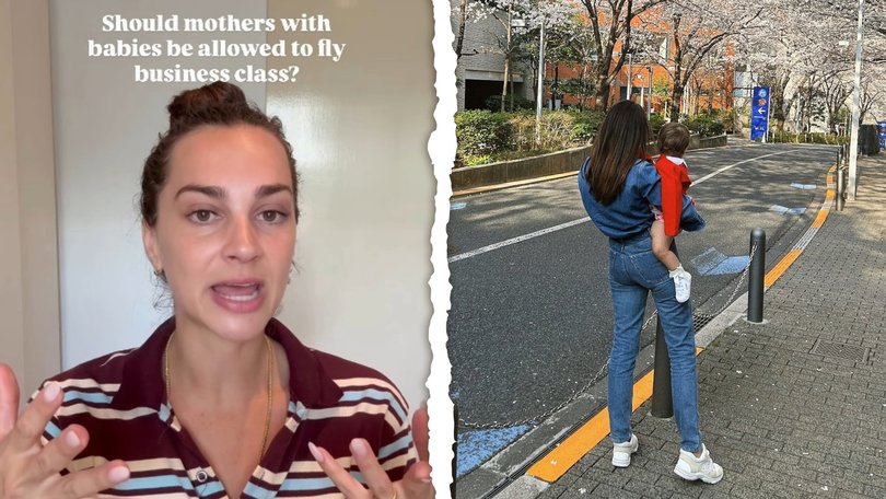 The business owner and mother-of-two revealed she was scolded by another passenger for bringing her 1-year-old into business class.