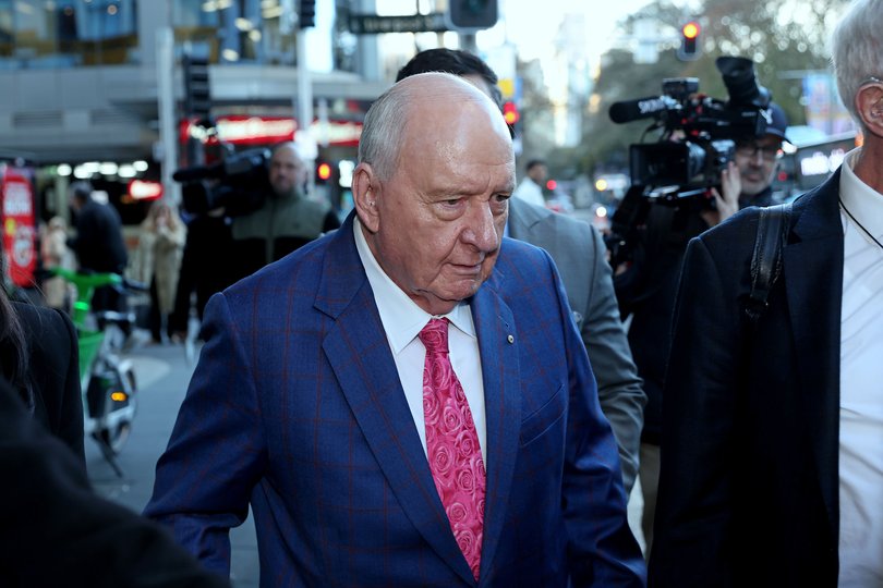 Alan Jones leaves Downing Centre Court after the fourth day of his trial on indecent assault charges. . Picture: NewsWire / John Appleyard