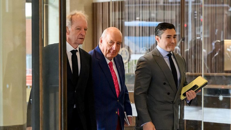 Alan Jones has been listening intently and taking notes during testimony in court this week. (Bianca De Marchi/AAP PHOTOS)