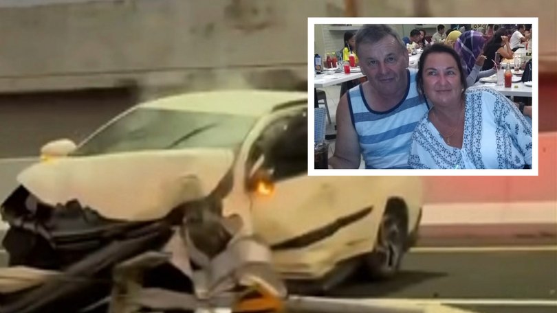 Andy Stoakes was killed when the Toyota Rush he and his wife Julianne were travelling in crashed into a concrete barrier and a lamp pole on Saturday evening.