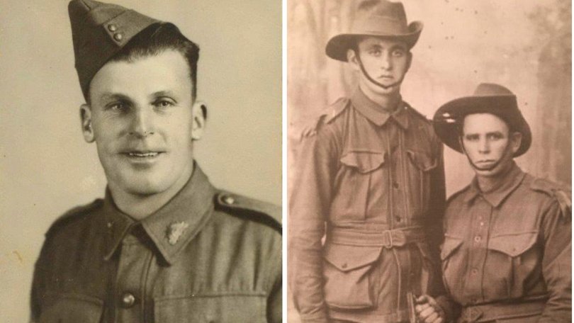 Two previously unknown Australian soldiers who were both killed on August 8 in different wars and on opposite sides of the world have been formally identified. Pictured: Lieutenant Hercules William Crawford (left), Archibald Hanley (middle) and brother John Hanley.