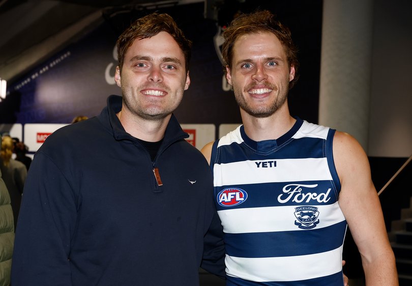 Jake Kolodjashnij of the Cats (right) is seen with brother Kade Kolodjashnij (left).