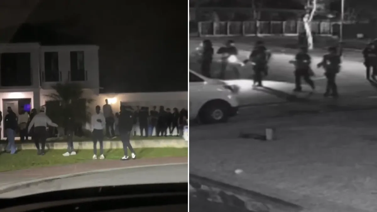 Riot police break up party after up to 80 teens allegedly trash Cranbourne home in Melbourne Riot police break up party after up to 80 teens allegedly trash Cranbourne home in Melbourne