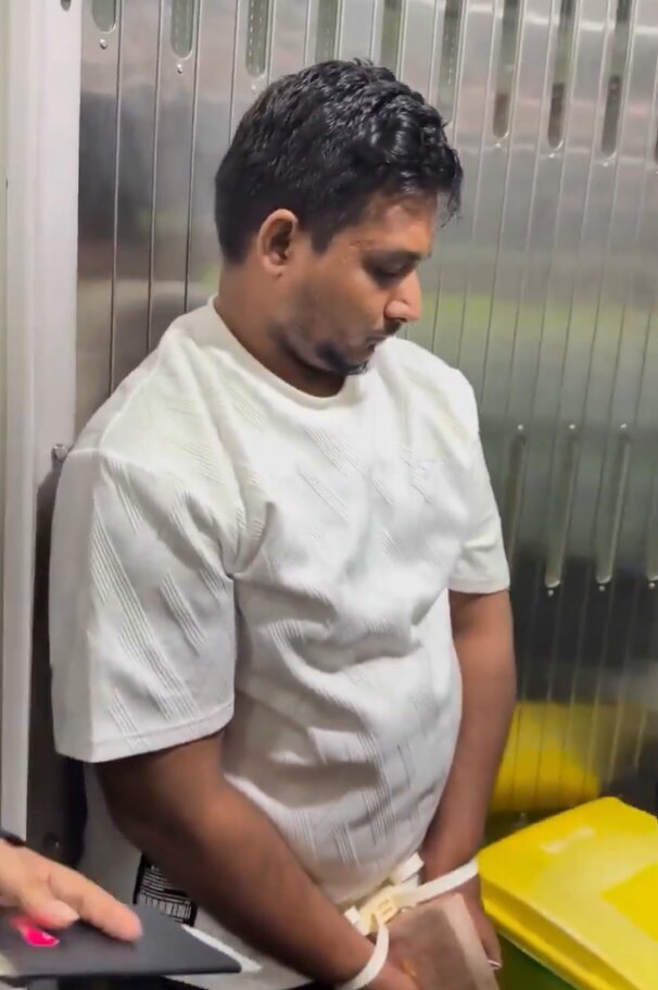 The man was restrained by zip ties.