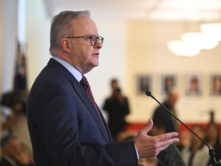 Prime Minister Anthony Albanese holds a Labor caucus meeting at Parliament House in Canberra. 