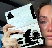 The 'tiny red smudge' in question that stopped Ms Caddy from boarding her flight to Bali.