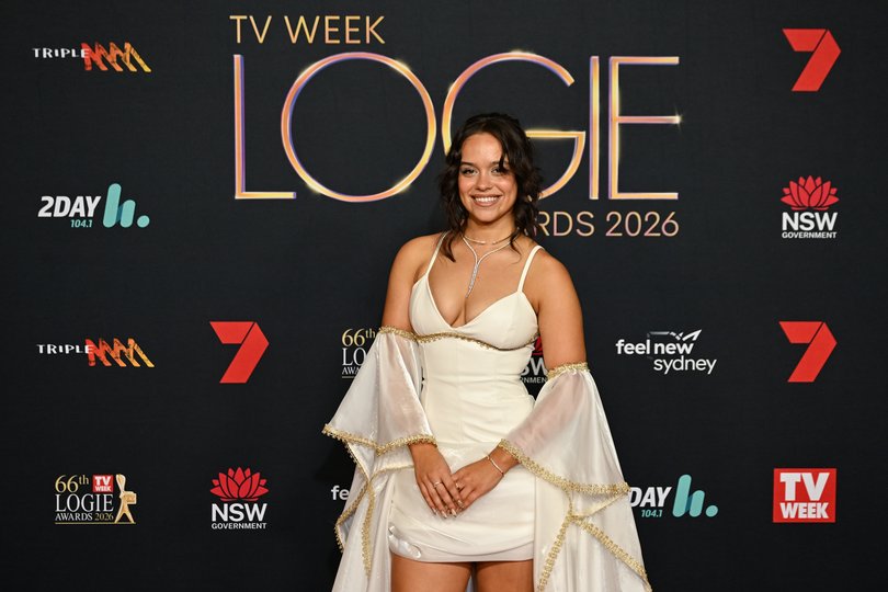 Home and Away star Hayley Pinto opted for a short dress with sleeve detail.